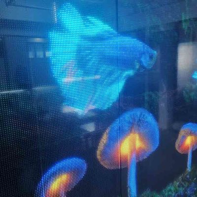 P6.25 Esnek LED Şeffaf Film Ekranı İçerideki Yumuşak Yapıştırıcı Süper İnce LED Ekran
