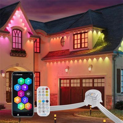 Akıllı RGB Dış Mekan Noel Işıkları 20MM DC12V Uygulama Kontrol Cihazı IP67 Su Geçirmez Çatı ve Saçak Dekorasyonu İçin